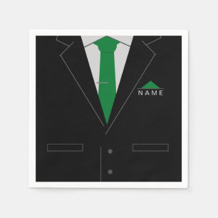 Elegant Black Kostym & Grönt Necktie - lägg till d Pappersservett