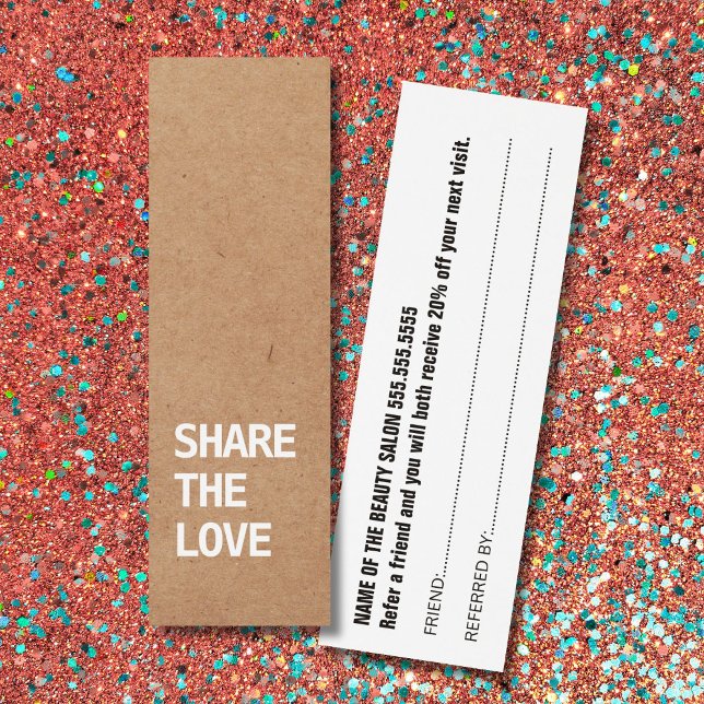 Elegant Black Kraft White ReferrCard Litet Visitkort (Skapare uppladdad)