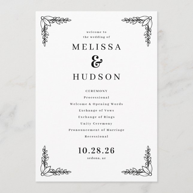 Elegant Black Leafy Branches Program (Framsida)