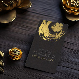 Elegant Black Leather Faux Gold Foil YOGA ZEN Sign Visitkort