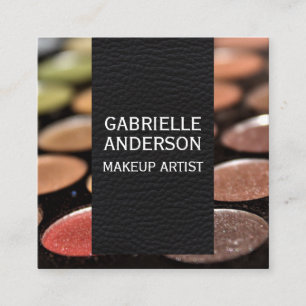 Elegant Black Leather Makeup Palette Fyrkantigt Visitkort