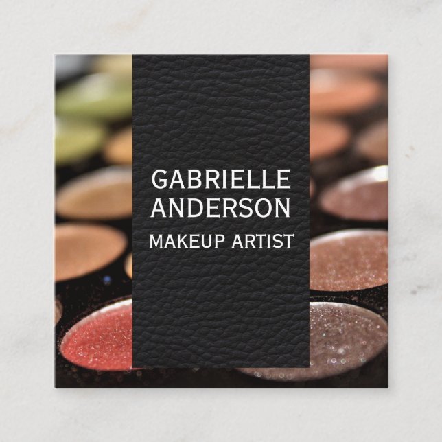 Elegant Black Leather | Makeup Palette Fyrkantigt Visitkort (Framsida)