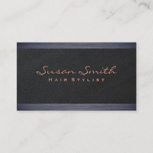 Elegant Black Leather   Mörk Struktur Trim Visitkort