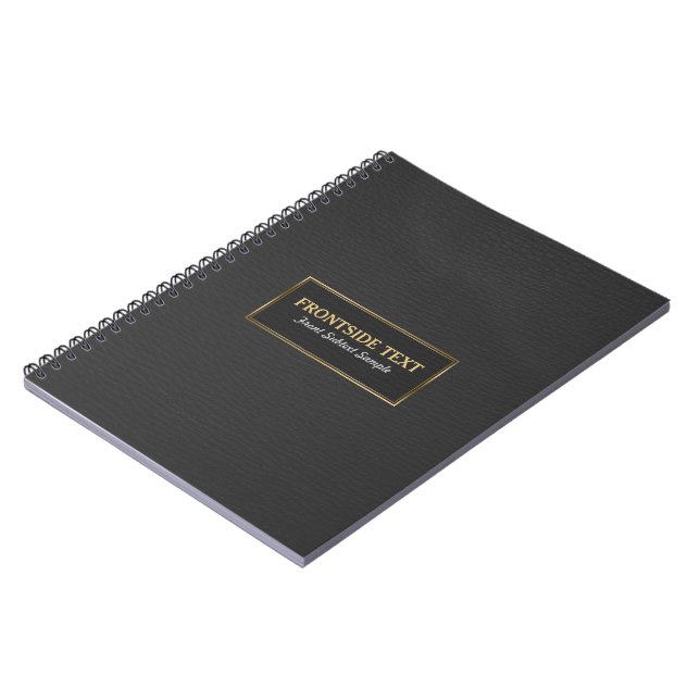 Elegant Black Leather Skriv ut Guld Ram Anteckningsbok (Vänstra Sidan)