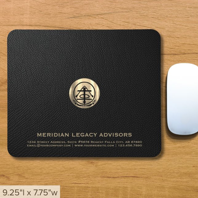 Elegant Black Leather Skriv ut Luxury Guld Logotyp Musmatta (Skapare uppladdad)