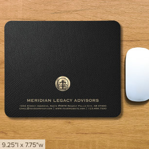 Elegant Black Leather Skriv ut Luxury Guld Logotyp Musmatta