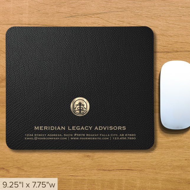 Elegant Black Leather Skriv ut Luxury Guld Logotyp Musmatta (Skapare uppladdad)