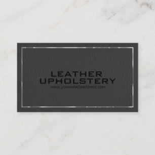 Elegant Black Leather-utseendet Silver accent Visitkort
