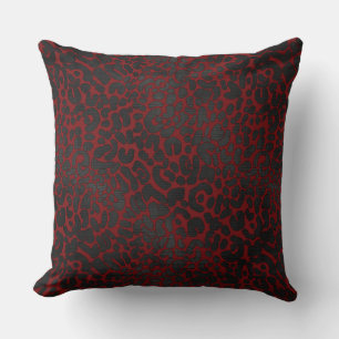 Elegant Black Leopard Animal Print on Mörk Red Kudde
