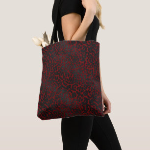 Elegant Black Leopard Animal Print on Red Tygkasse