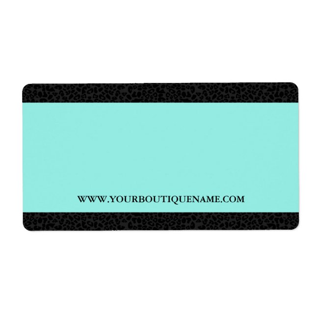 Elegant Black Leopard Aqua Rand och Namn Fraktsedel (Framsidan)