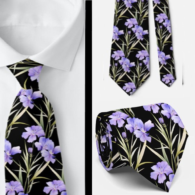 Elegant Black Light Blue Wildblommor Neck Tie Slips (Skapare uppladdad)