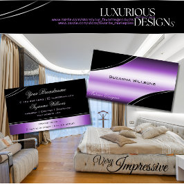 Elegant Black Lila Curved Decor Linjer Shimming Visitkort