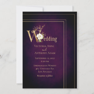 Elegant Black Lila Guld Modern Ombre Bröllop Inbjudningar