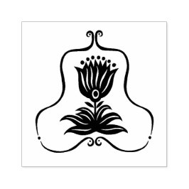 Elegant Black Line Art Tulip-ANPASSNINGSBAR Stämpel