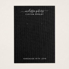Elegant Black Linen Jewelry Earring Visning Card Visitkort