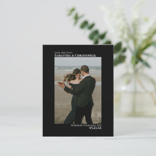 Elegant Black Lodrät Photo Minimalist Bröllop Spara Datumet