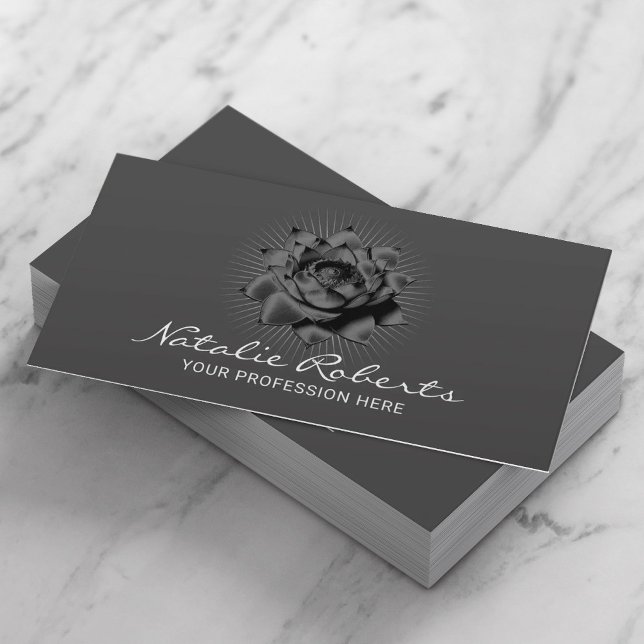 Elegant Black Lotus Flower Beauty Salon & SPA Visitkort (Skapare uppladdad)