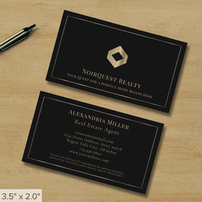 Elegant Black Luxury Logotyp Visitkort (Skapare uppladdad)