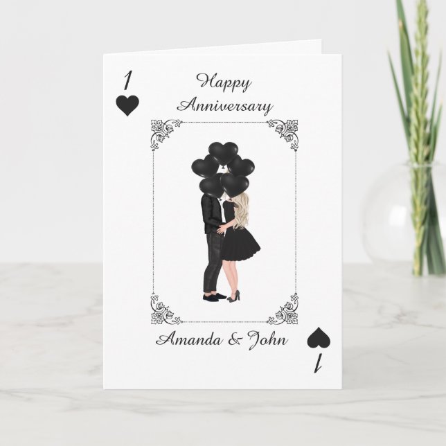 Elegant Black Lycklig-årsjubileum Personlig Card Helgkort (Framsida)
