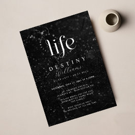 Elegant Black Marble Firande of Life Funeral Inbjudningar