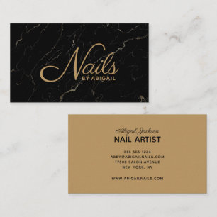 Elegant Black Marble Guld Nagel efter Namn Busines Visitkort