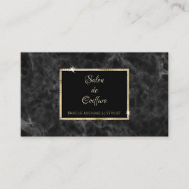 Elegant Black Marble Guld Ram Hair Salon Visitkort