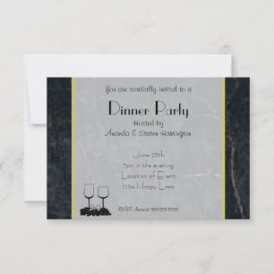 Elegant Black Marble Middag Party Inbjudningar