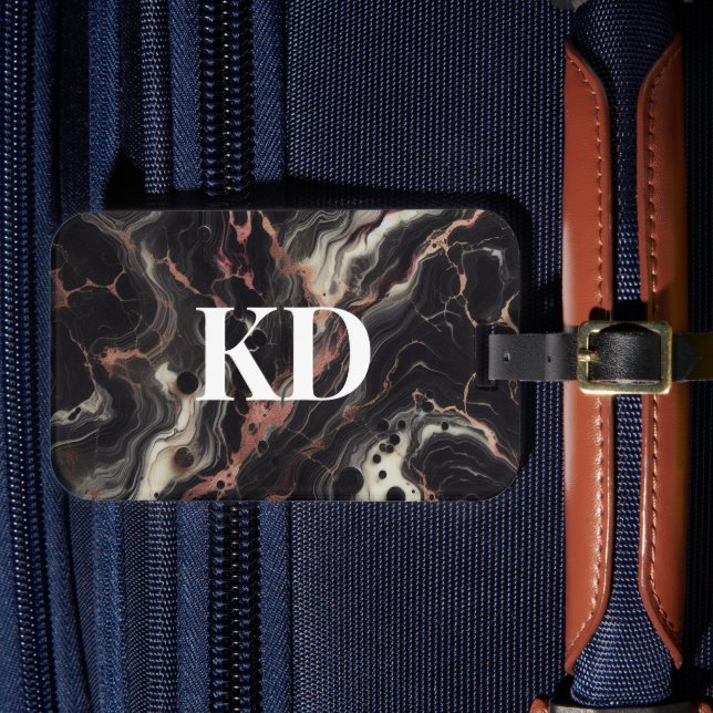 Elegant Black Marble Modern & Snyggt Travel Bagagebricka (Framsida Insitu 4)