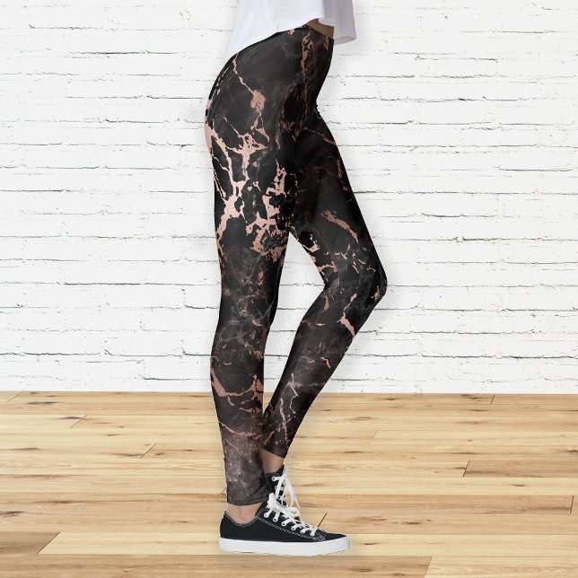 Elegant Black Marble Ro Guld Leggings (Skapare uppladdad)