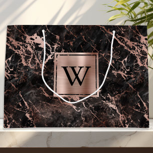 Elegant Black Marble Ro Guld Monogram