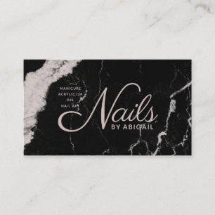 Elegant Black Marble Ro Taupe Nagel by "Namn" Visitkort