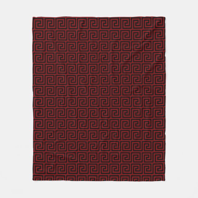 Elegant Black & Maroon Grekiska Mönster Fleecefilt (Framsidan)