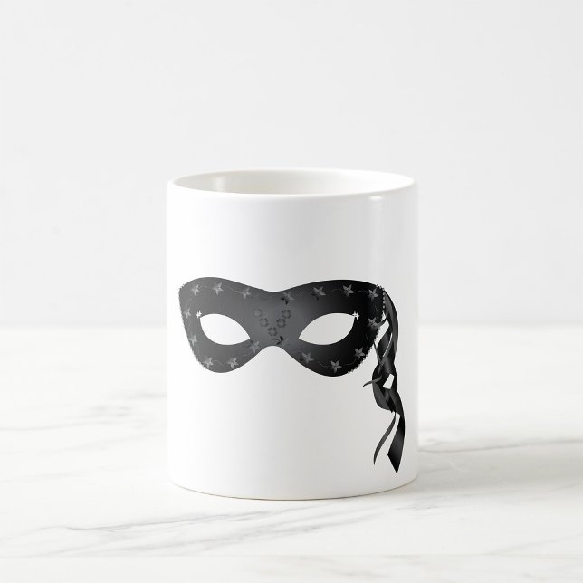 Elegant Black Masqueramask med Blommigt Snöre Kaffemugg (Skapare uppladdad)