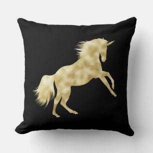 ELEGANT BLACK MED GOLDEN UNICORN KUDDE
