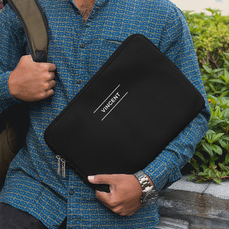 Elegant Black med Namn Laptop sleeve