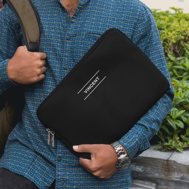 Elegant Black med Namn Laptop sleeve (Skapare uppladdad)