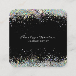 Elegant Black med Silver Glitter Fyrkantigt Visitkort