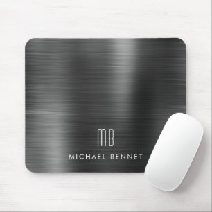 Elegant Black Metallic Monogram Namn Musmatta