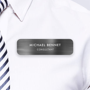 Elegant Black Metallic Professionell Business Namnbricka
