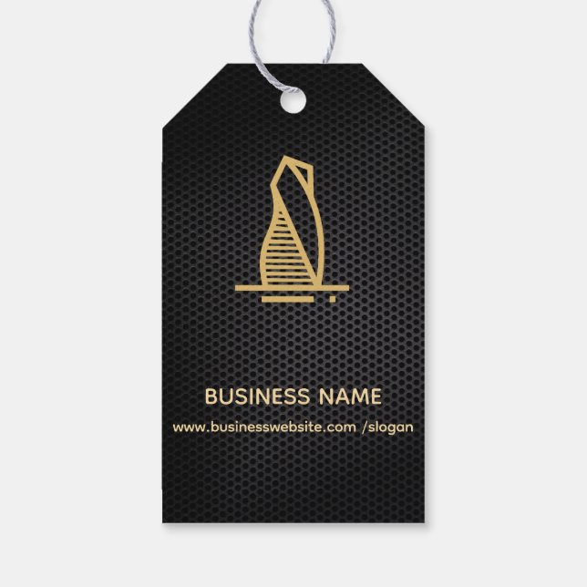 Elegant Black Metallic Real Gods Gift Märkres Presentetikett (Baksidan)