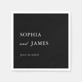 Elegant Black Minimalist Bröllop Pappersservett