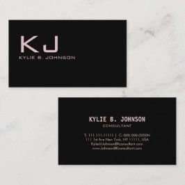 Elegant Black Minimalist Monogram-Personlig Visitkort
