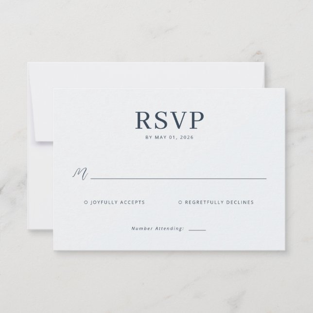 Elegant Black Minimalist RSVP OSA Kort (Framsida)