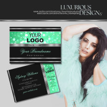 Elegant Black Mint Grönt Glitter Stars Logotyp Sil
