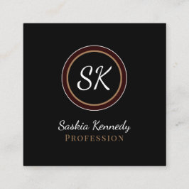 Elegant Black Mixed Brown Professionell Monogram Fyrkantigt Visitkort