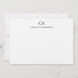 Elegant Black Modern Monogram - första antecknings Anteckningskort