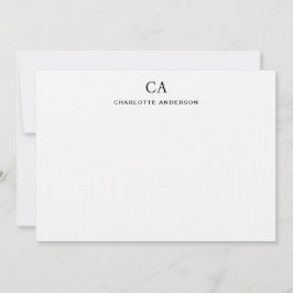 Elegant Black Modern Monogram - första antecknings Anteckningskort