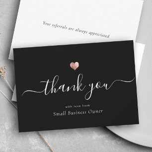 Elegant Black Modern Script Ro Guld Business Tack Kort