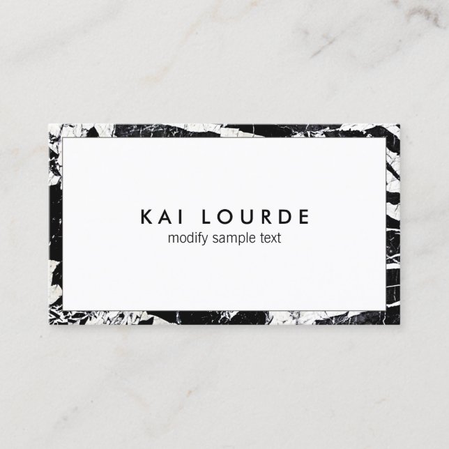 Elegant Black Modern White Marble Professionell Visitkort (Framsida)
